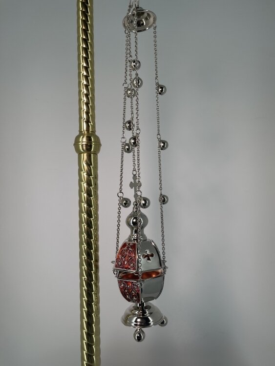 Кадило шестигранне, срібло з кольоровою емаллю з дзвіночками