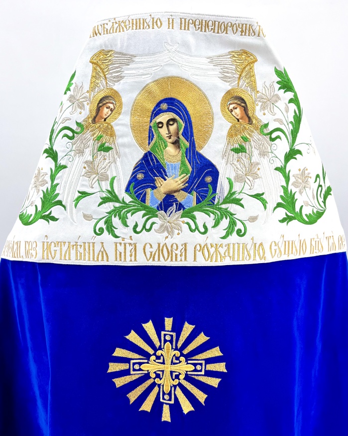 Комбіноване облачення священника вишите на оксамиті, з вишитими іконами, вишивка "Лілії"