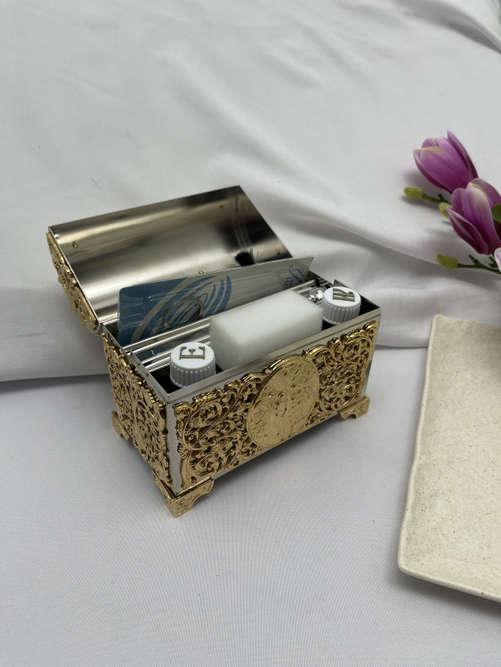 Ящик хрестильний, нікель - золото 15х8х13