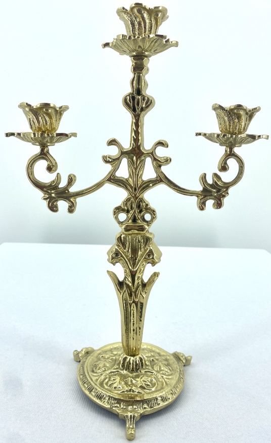 Підсвічник настільний, на 3 свічки, латунь №11 - 1