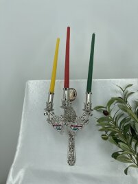 Трисвічник великодній з іконою №16, нікель 29х11см