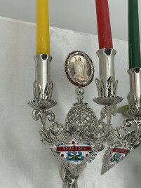 Трисвічник великодній з іконою №16, нікель 29х11см