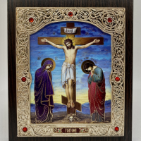 Ікони в окладі на дерев'яному планшеті