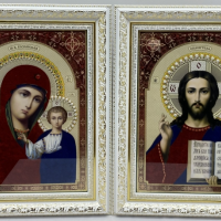 Ікони пара. Коричнева фігурна та пряма рамка